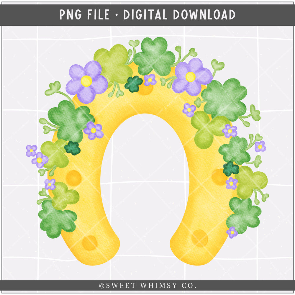 Lilac Floral Lucky Horseshoe PNG