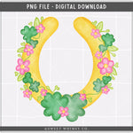 Pink Floral Lucky Horseshoe PNG