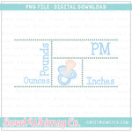 Blue & Green Pacifier Birth Announcement PNG