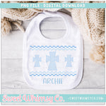 Blue Cross Faux Smock Stitched PNG