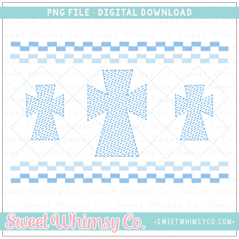 Blue Cross Faux Smock Stitched PNG