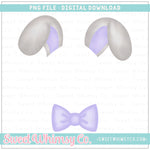 Lilac & Grey Bowtie Bunny Ears Monogram Topper PNG