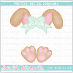 Brown & Mint Bunny Bow Ears & Feet PNG