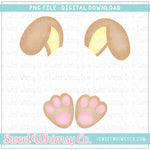 Brown & Yellow Bunny Ears & Feet PNG