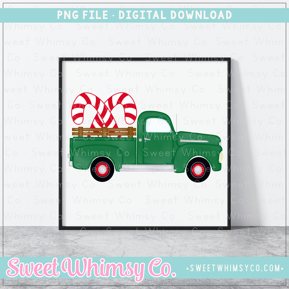 Candy Cane Vintage Truck PNG