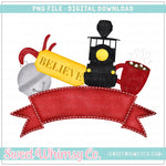 Christmas Train Red Fancy Banner PNG