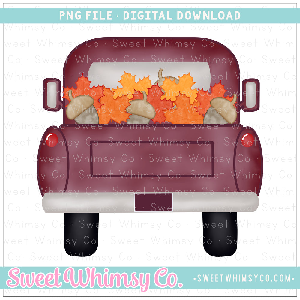 Fall Leaves and Acorns Pickup Truck PNG