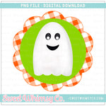Ghost Scallop Frame Lime Orange PNG
