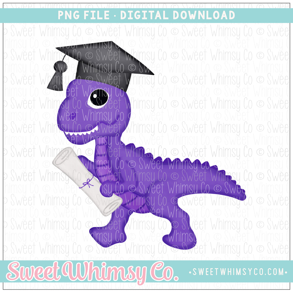 Purple Graduation Dino PNG