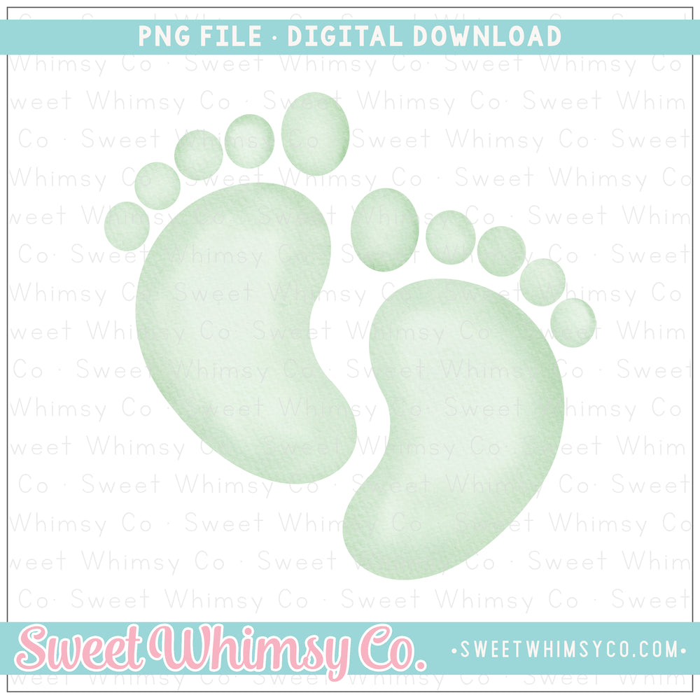 Green Baby Footprints PNG