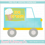 Ice Cream Truck Turquoise and Yellow PNG