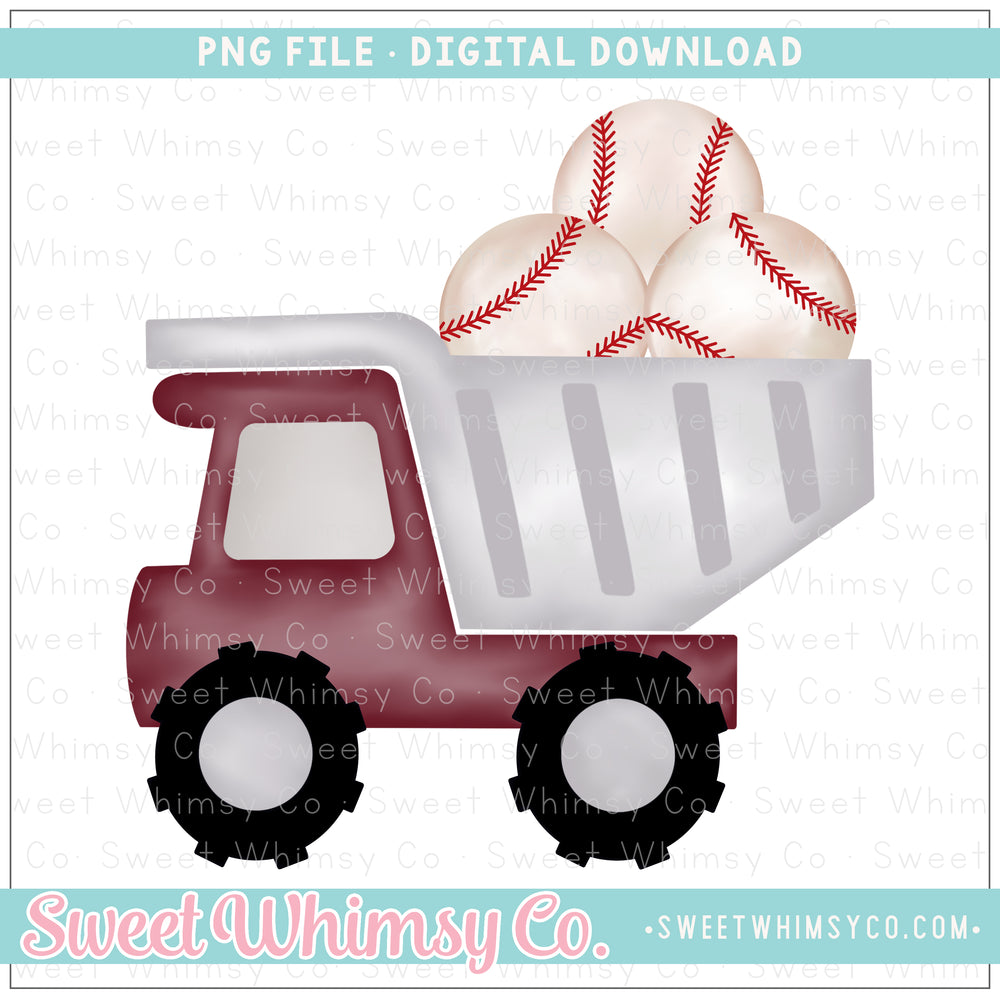 Maroon Baseball Dump Truck PNG