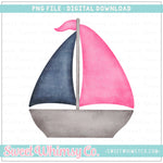 Navy & Pink Sailboat PNG