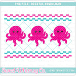 Octopus Pink and Turquoise Faux Smocked PNG