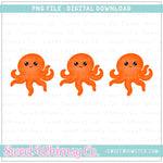 Orange Octopus Trio PNG