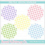 Pastel Buffalo Check Scallop Background Patches PNG