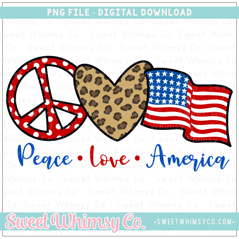 Peace Love America Leopard PNG