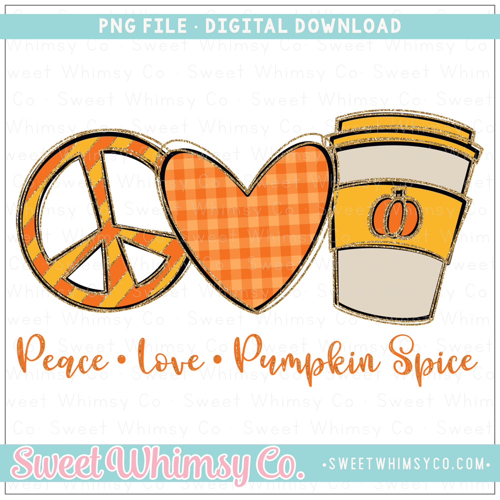 Peace Love Pumpkin Spice Glitter PNG