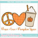 Peace Love Pumpkin Spice Whipped Glitter PNG