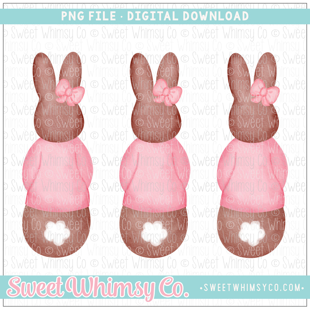 Pink Bow Bunnies Trio PNG