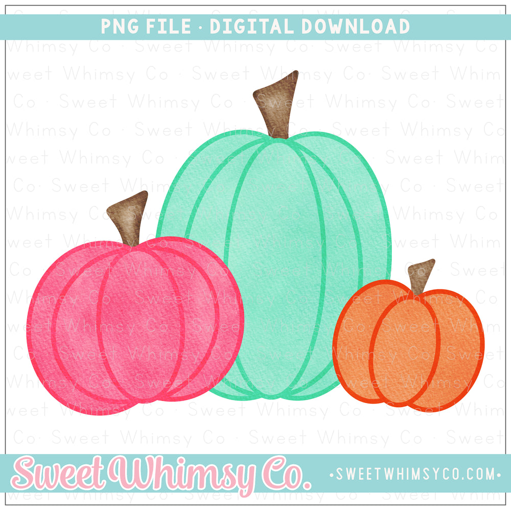 Turquoise Pink Pumpkins PNG