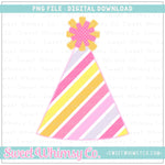 Pink Summer Striped Party Hat Faux Applique PNG