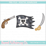 Pirate Gun Flag Sword Trio PNG