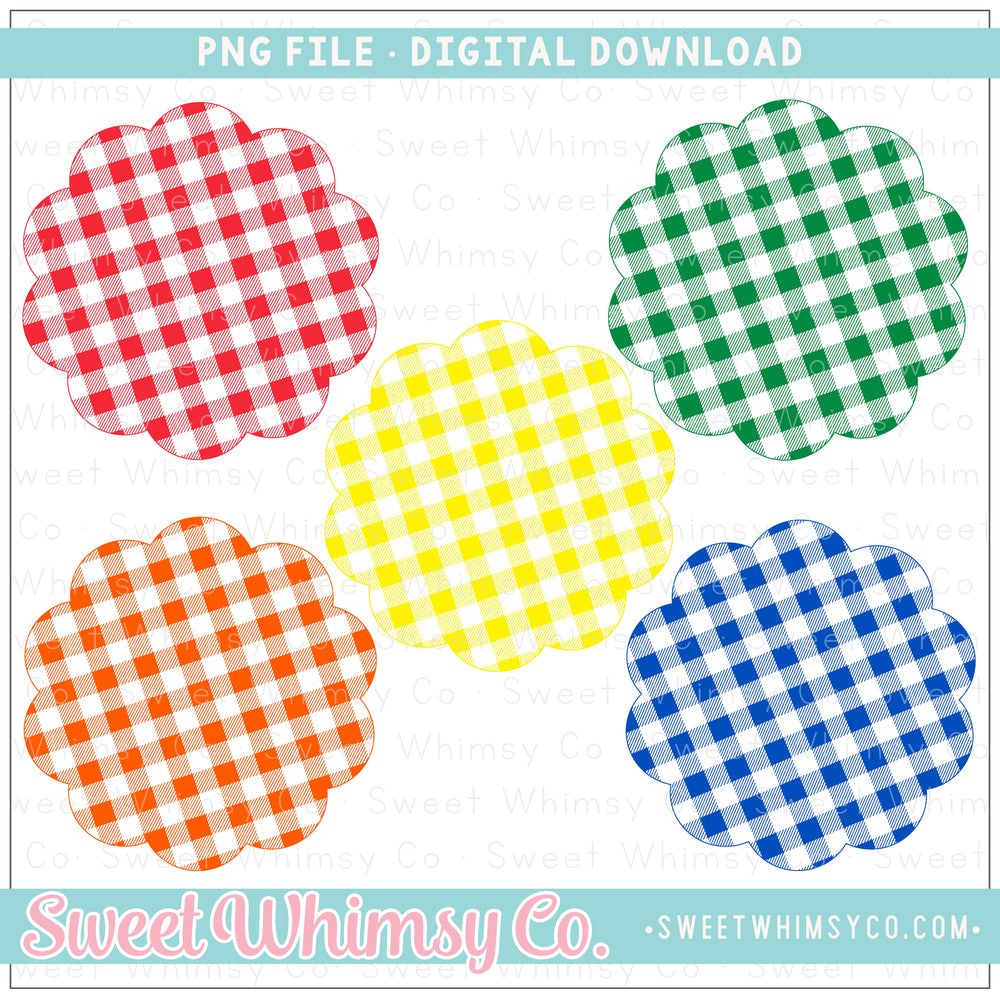 Primary Buffalo Check Scallop Background Patches PNG