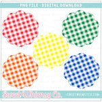 Primary Buffalo Check Scallop Background Patches PNG