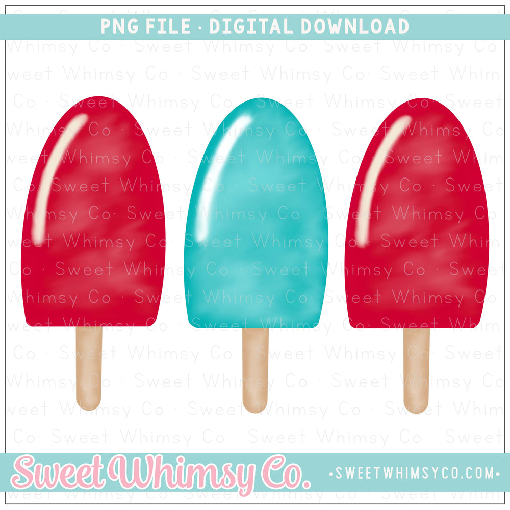 Red & Turquoise Popsicles PNG