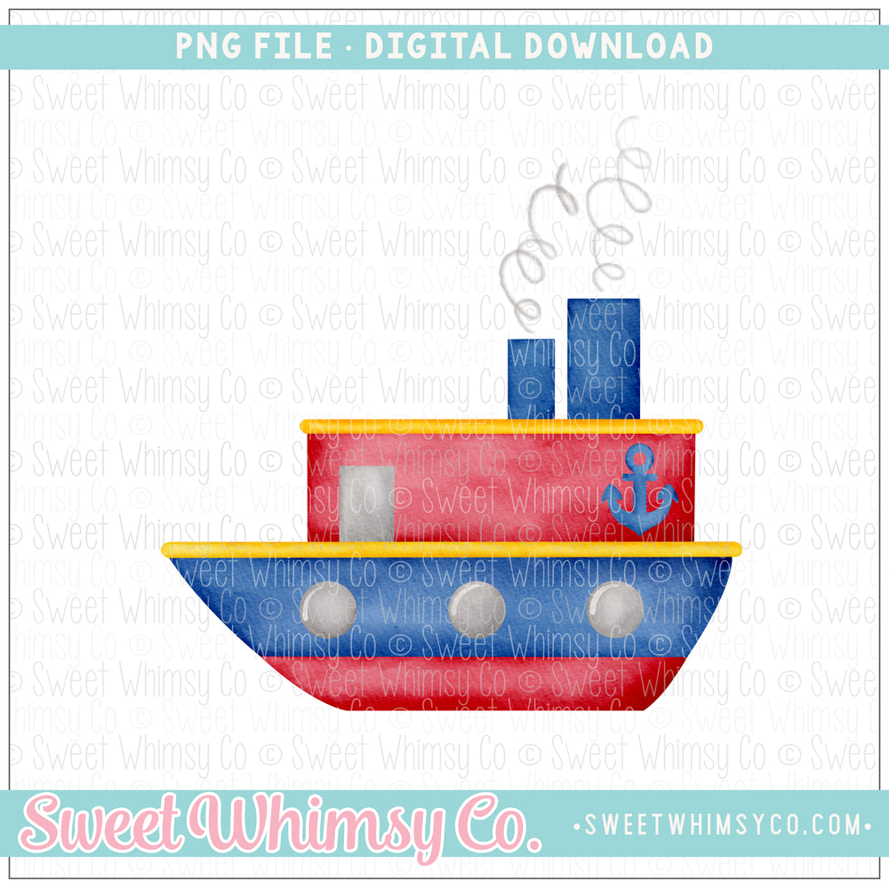 Red & Blue Ship PNG