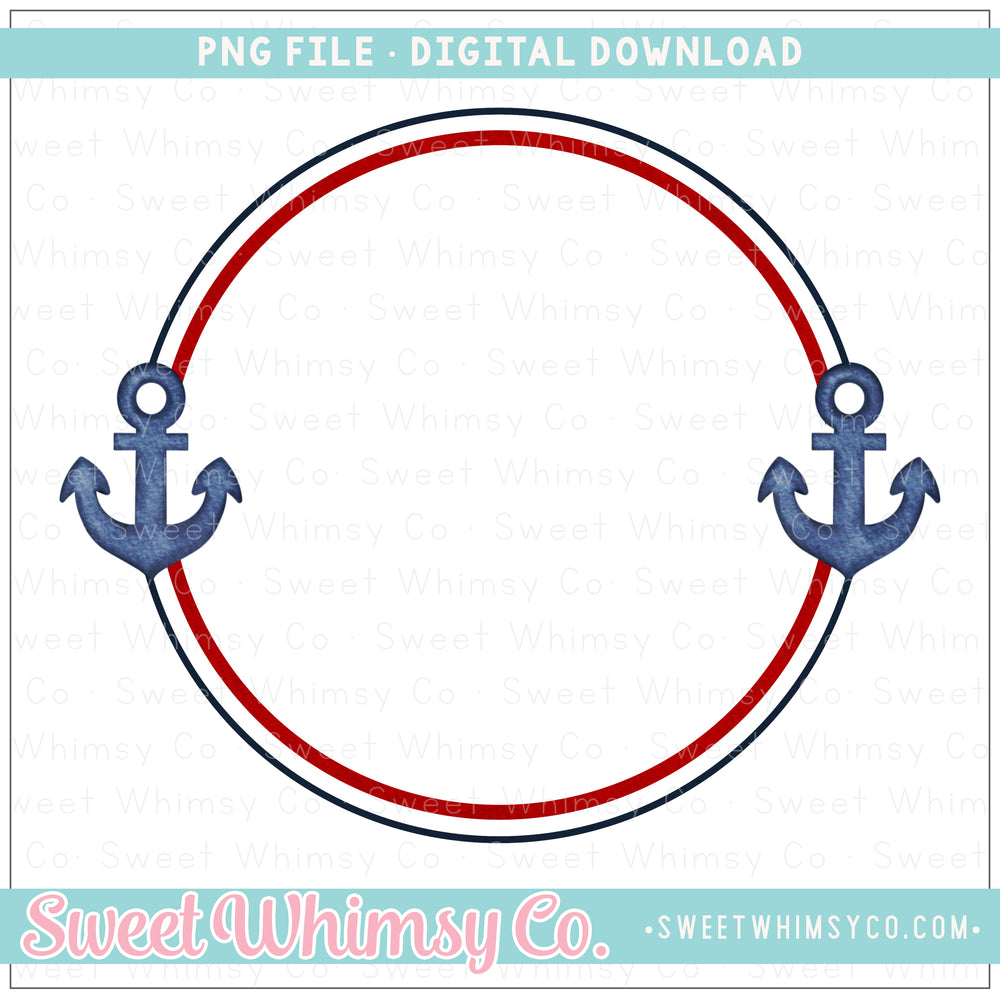 Red Navy Anchor Circle Frame PNG