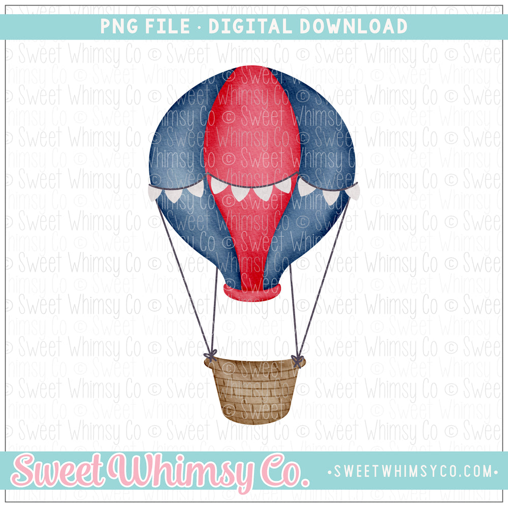 Red & Navy Hot Air Balloon PNG