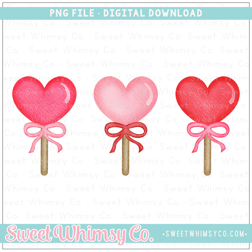 Pink & Red Heart Lollipops PNG