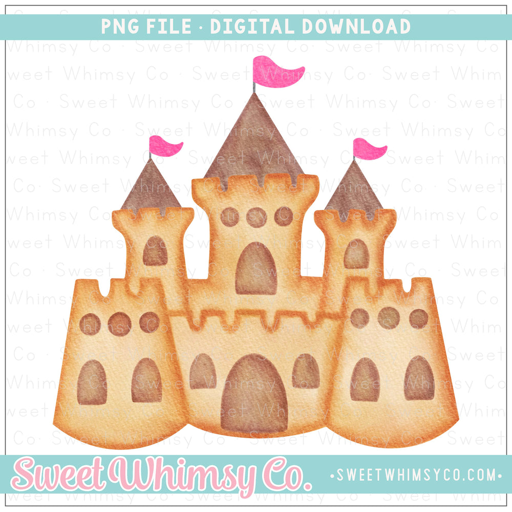 Sandcastle Pink Flags PNG
