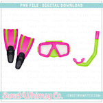 Pink & Lime Scuba Trio PNG