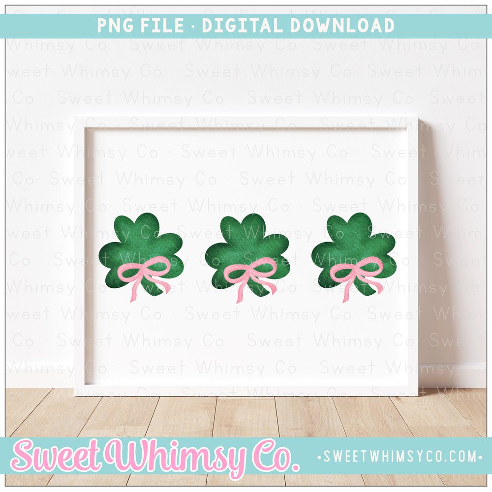 Shamrock Pink Bow Trio PNG