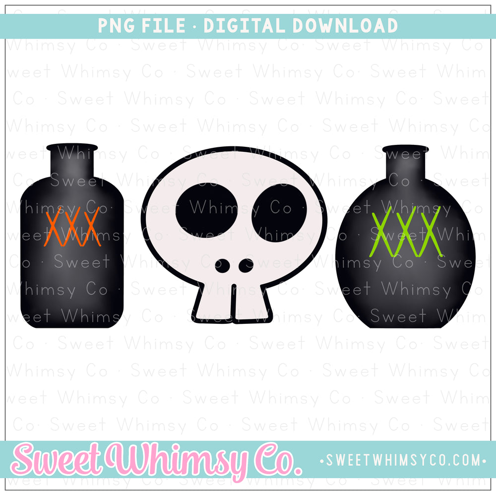 Skull & Potions Trio PNG