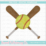 Softball Crossed Bats PNG
