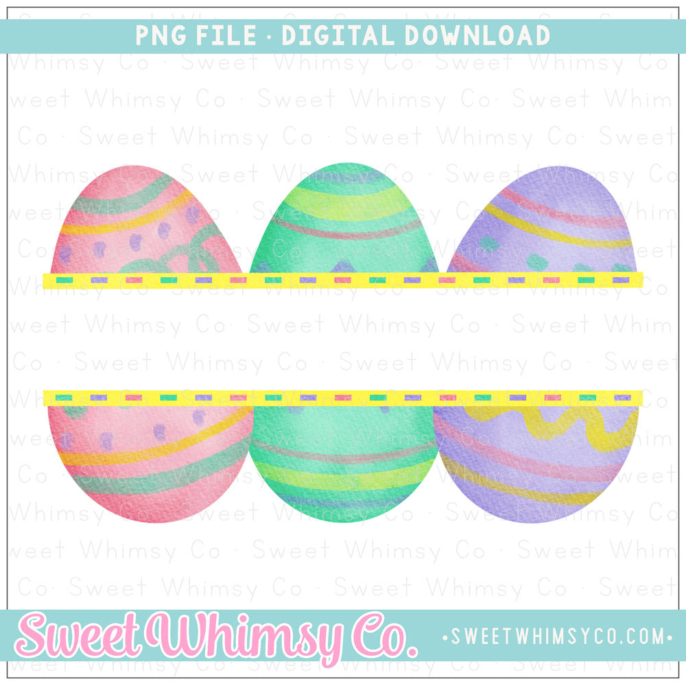 Split Watercolor Easter Egg Trio PNG