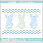 Blue & Mint Faux Smock Stitched PNG