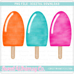 Summer Popsicle Trio Orange, Pink, Turquoise PNG