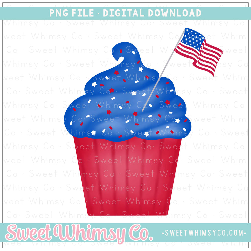 USA Flag Patriotic Cupcake PNG