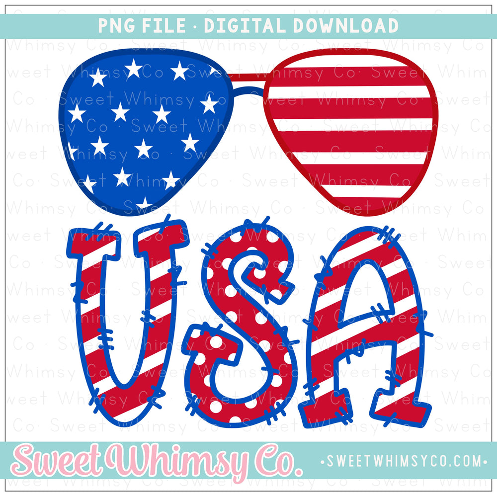 USA Stars, Stripes, & Dots Sunglasses PNG