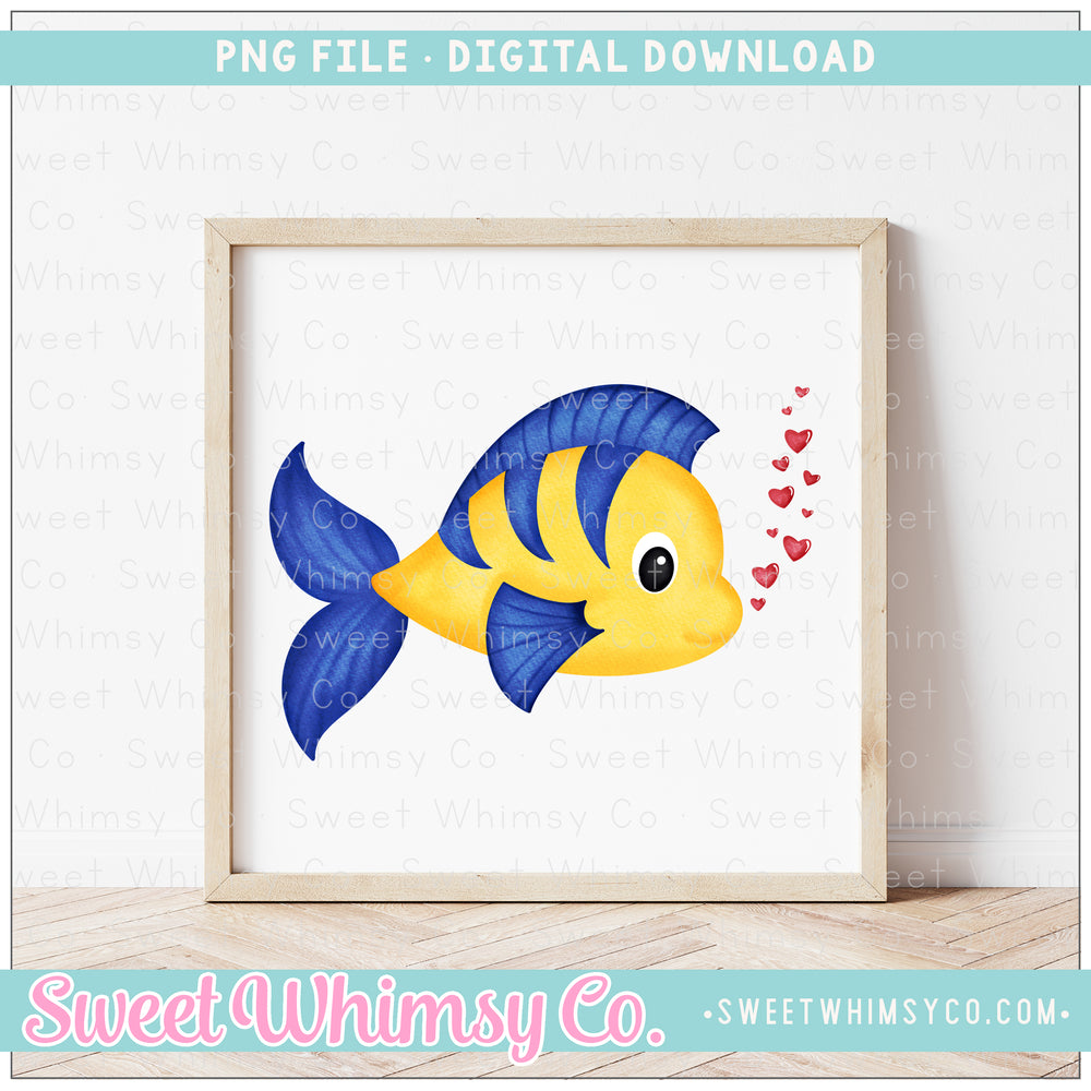 Blue & Yellow Valentine Fish PNG