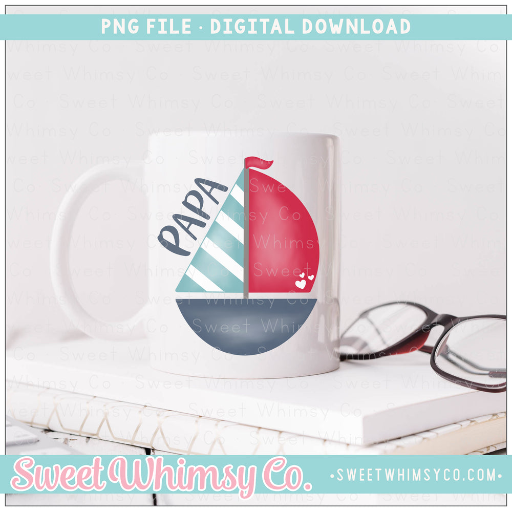 Valentine Red & Navy Sailboat PNG