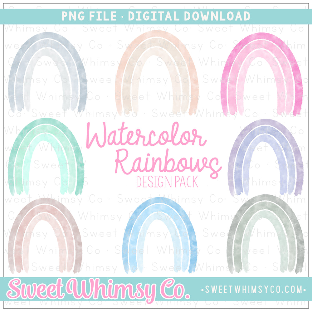 Watercolor Rainbow PNG Pack
