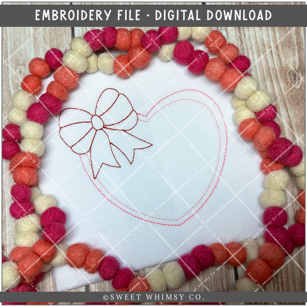Bow Heart Bean Stitch Embroidery