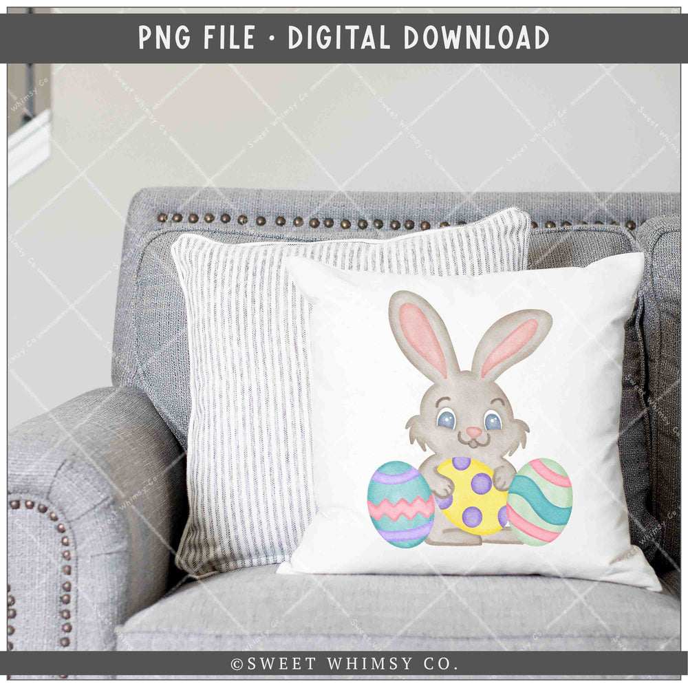 Brown Bunny Easter Eggs PNG