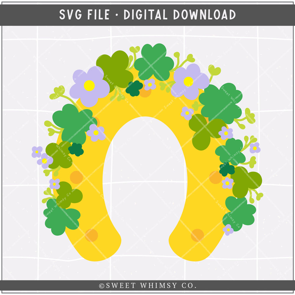 Lilac Floral Lucky Horseshoe SVG